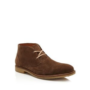 THE MENS STORE Mens Brown Round Toe Block Heel Lace-Up Leather Chukka Boots 7.5